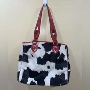 Claudia Firenze Red Black White Calf Fur Tote